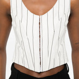 Corsetto corto gessato in bianco giuseppe di morabito - donna 