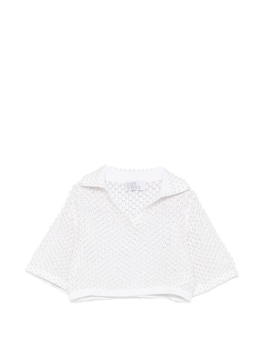 Top in maglia con perle in bianco 