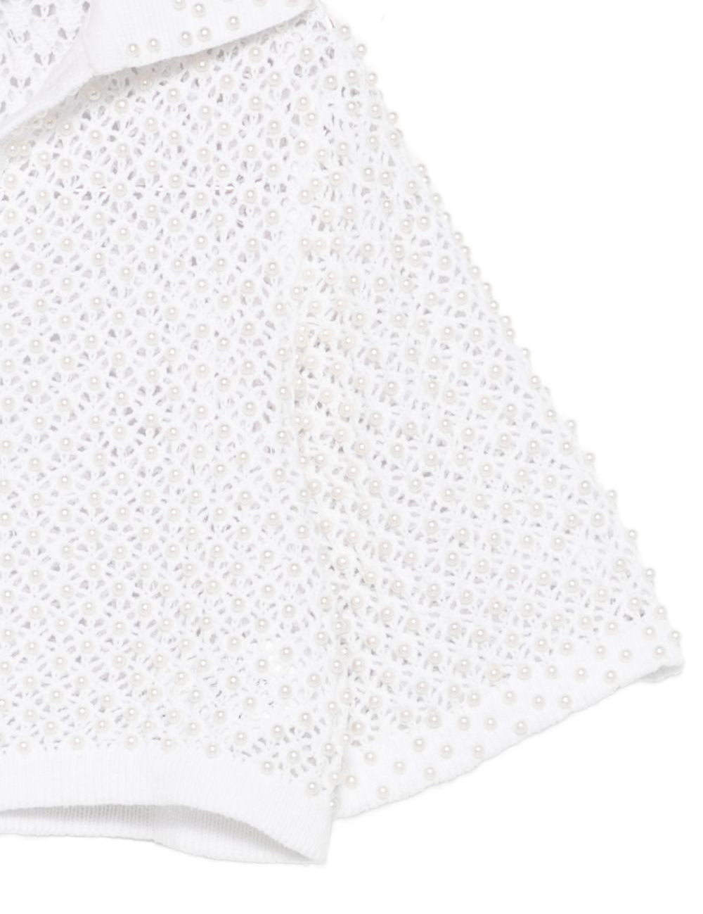 Top in maglia con perle in bianco 