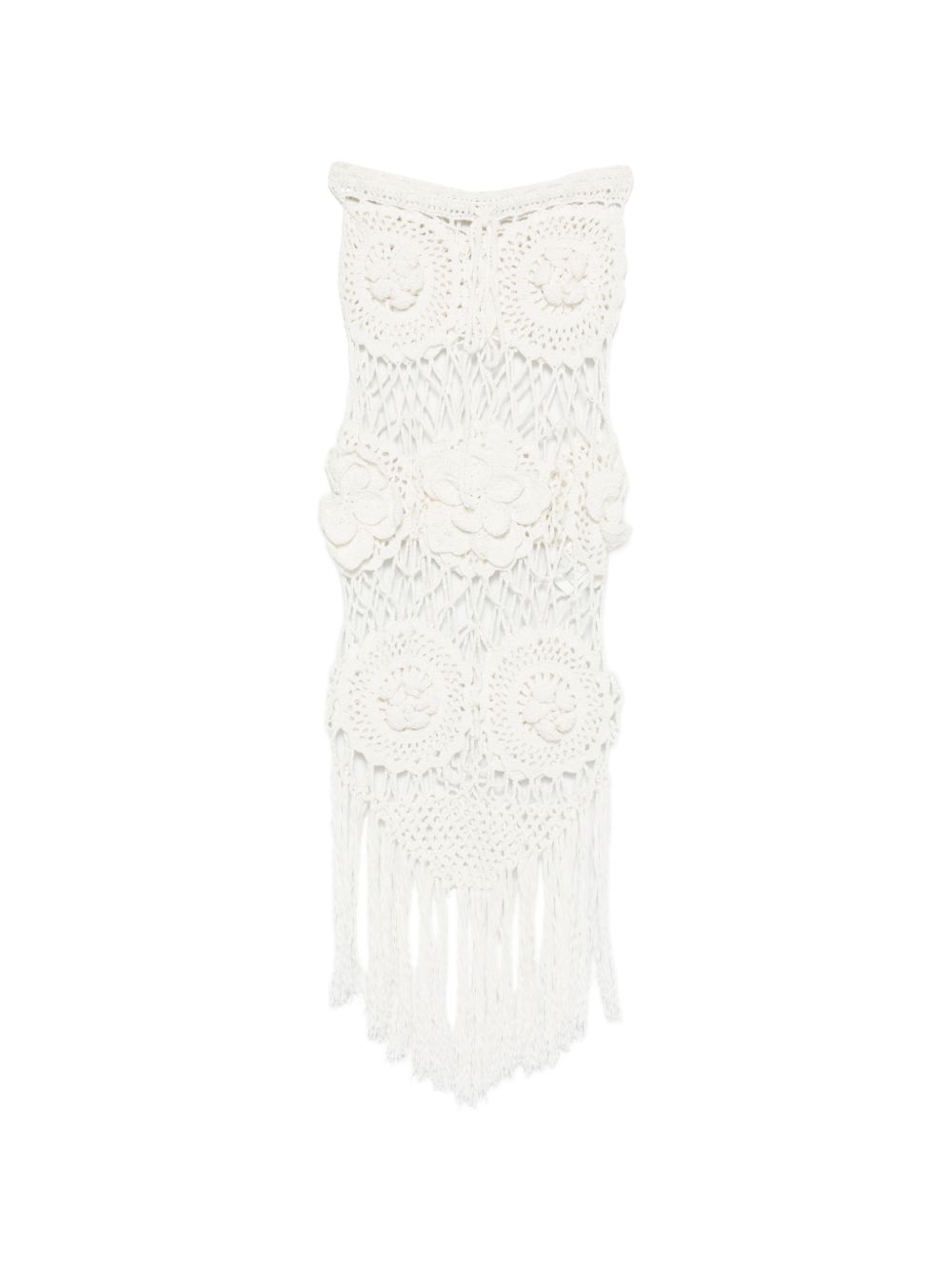 Gonna midi crochet a fiori in bianco 