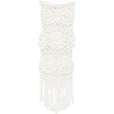 Gonna midi crochet a fiori in bianco 