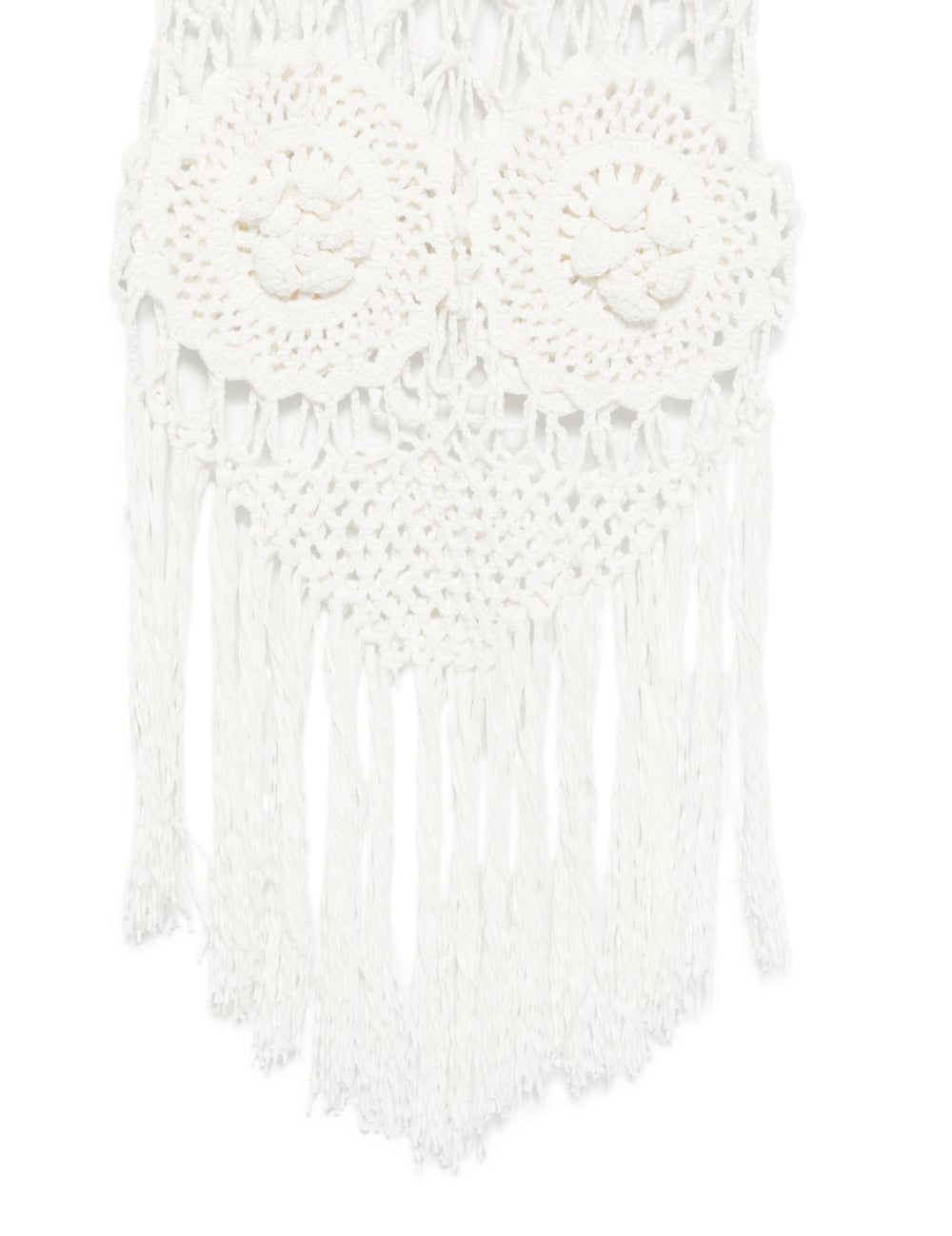 Gonna midi crochet a fiori in bianco 
