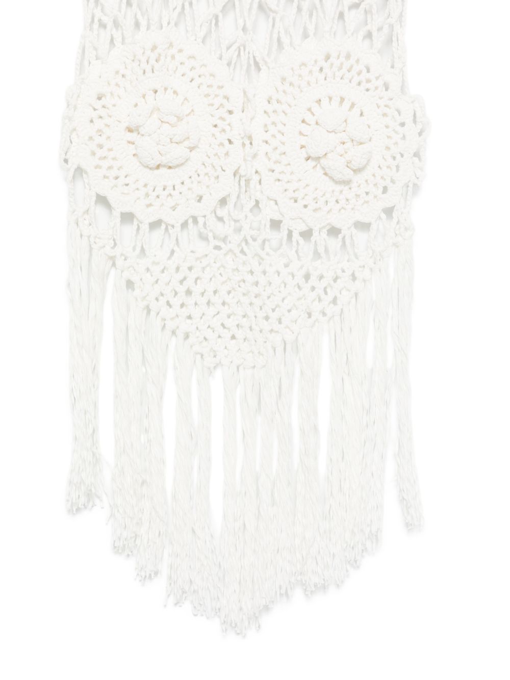 Gonna midi crochet a fiori in bianco 