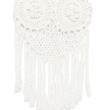 Gonna midi crochet a fiori in bianco 