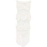 Gonna midi crochet a fiori in bianco 
