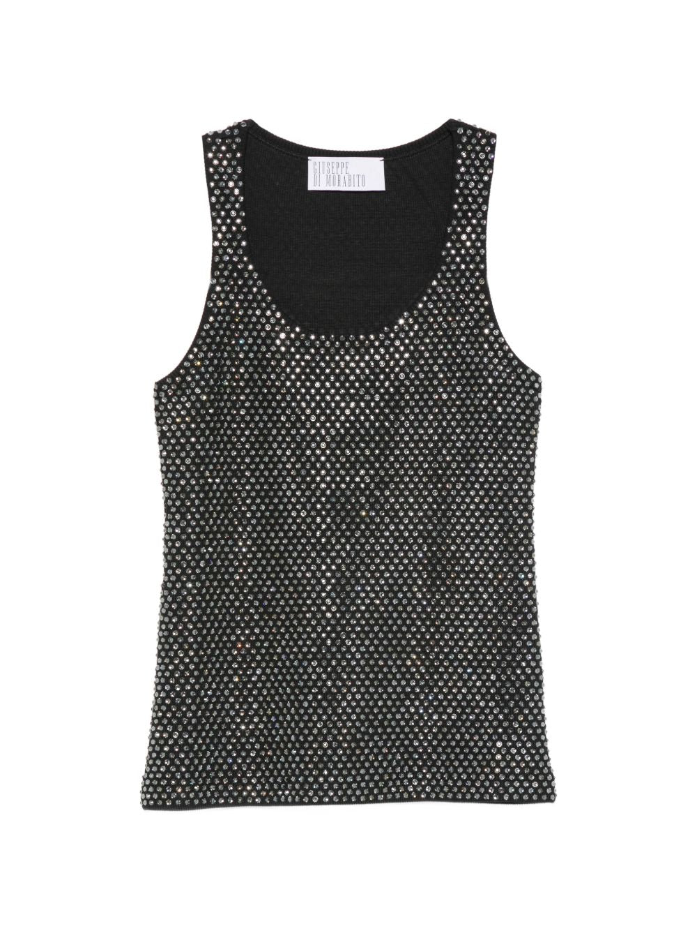 Canotta con strass in nero 