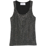 Canotta con strass in nero 