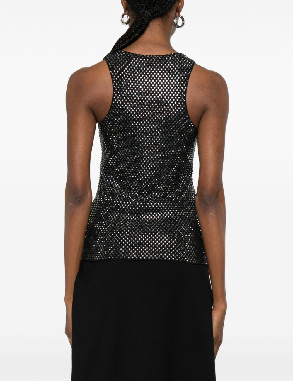 Canotta con strass in nero 