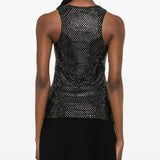 Canotta con strass in nero 