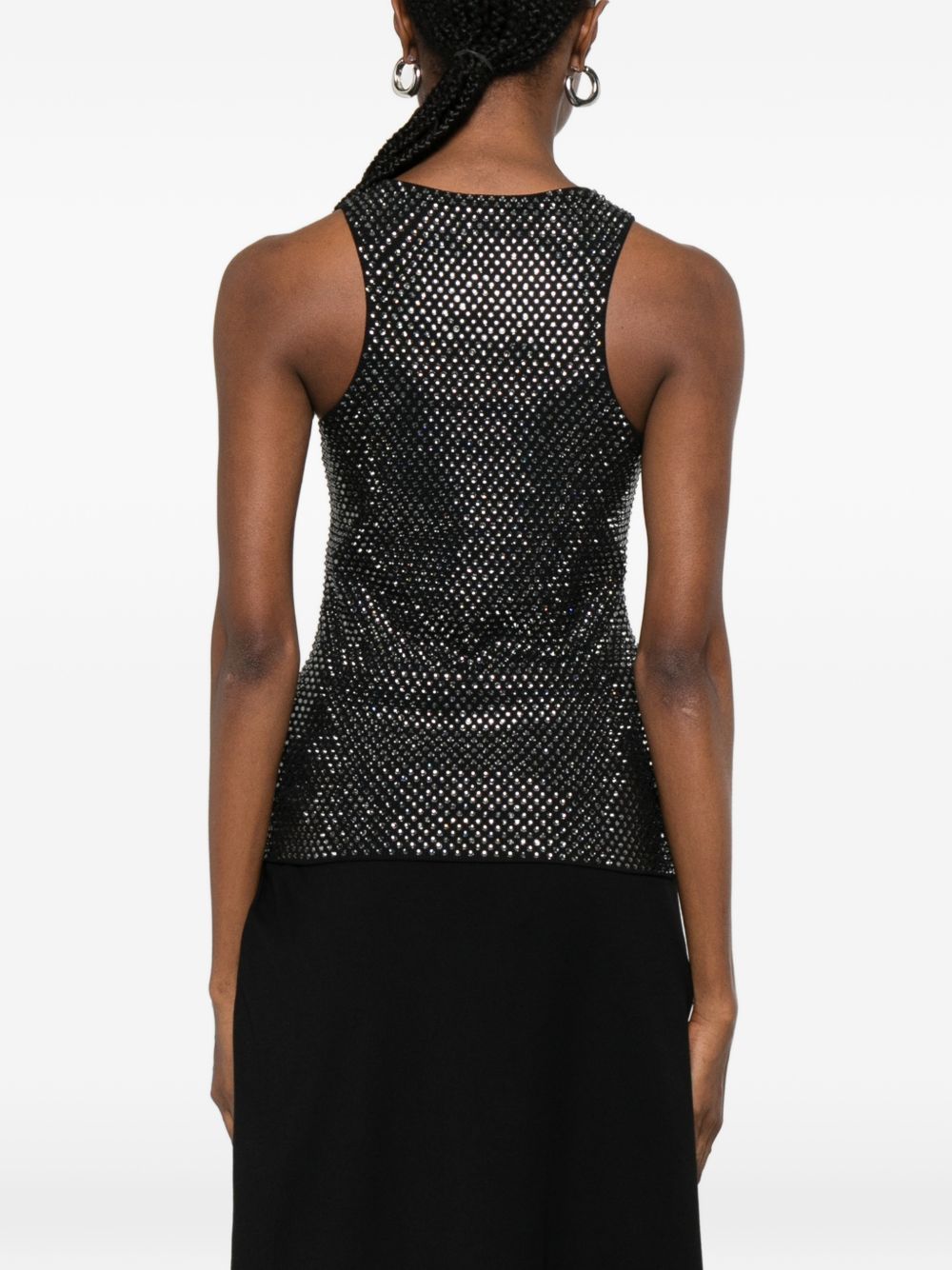 Canotta con strass in nero 