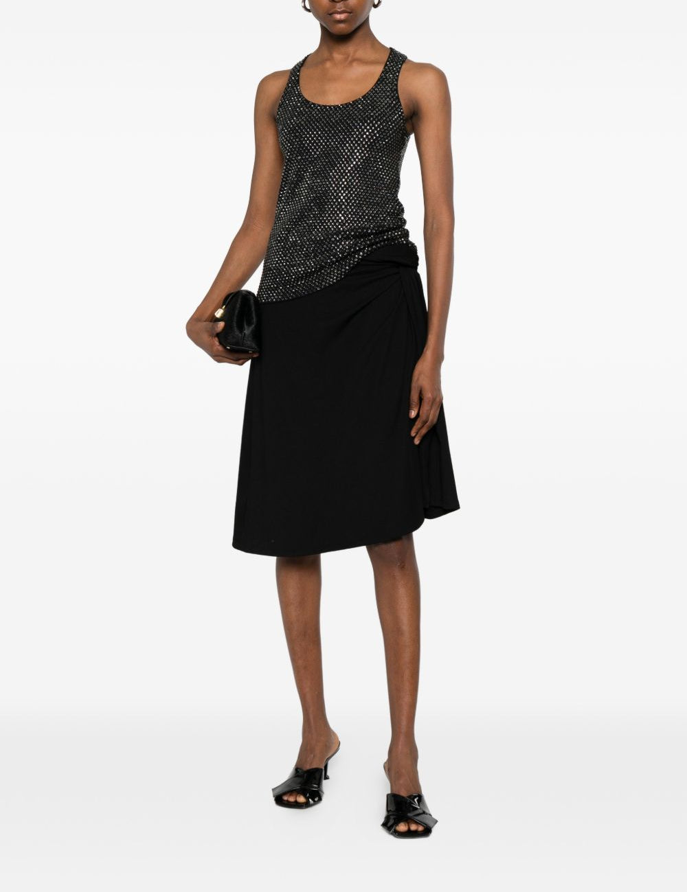 Canotta con strass in nero 