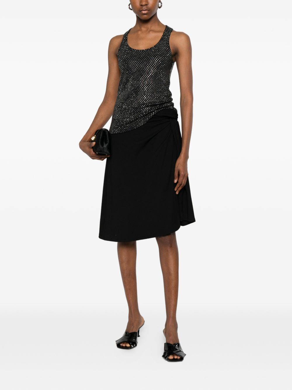 Canotta con strass in nero 