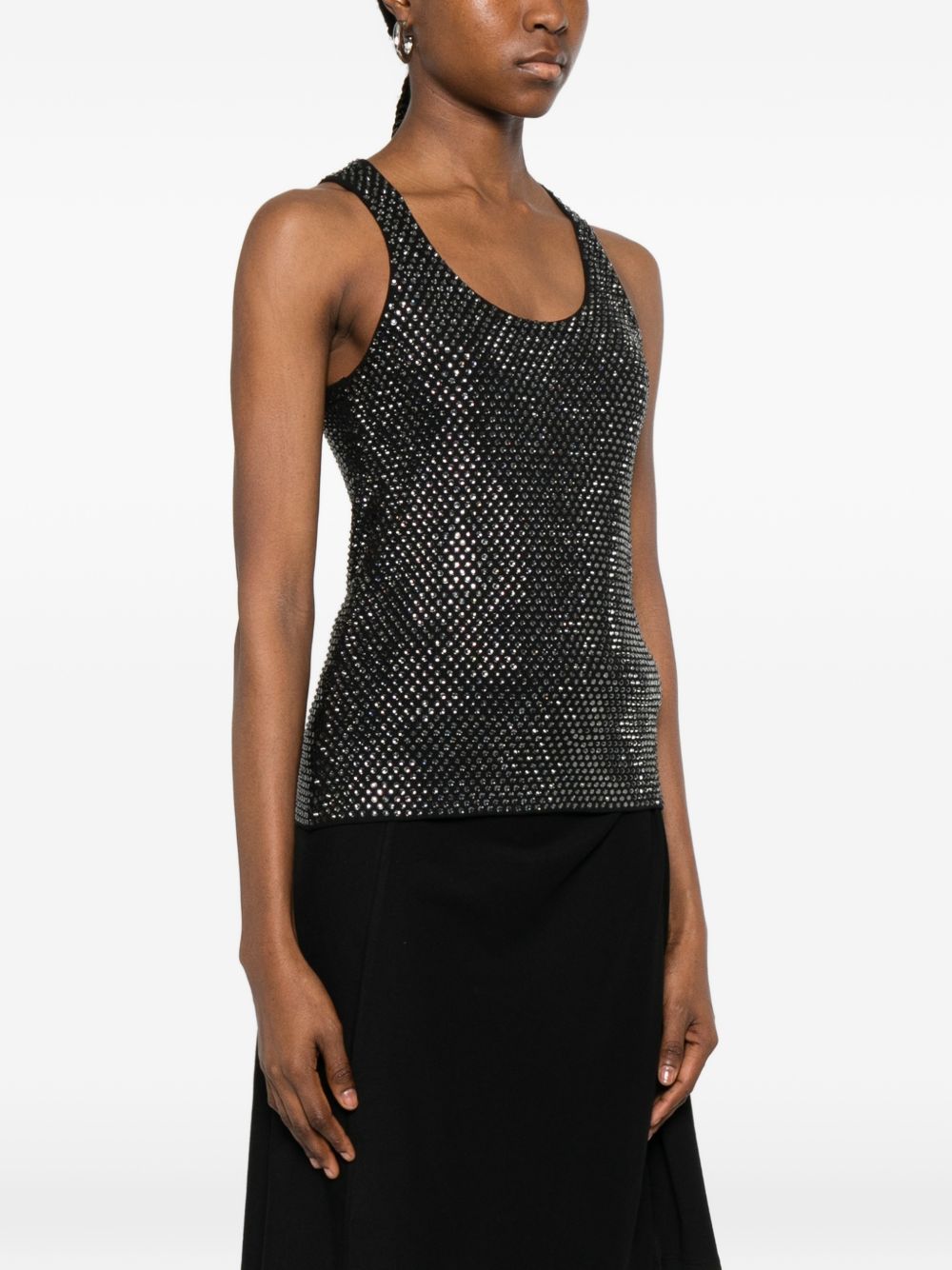 Canotta con strass in nero 