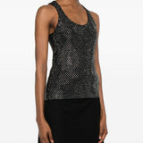 Canotta con strass in nero 