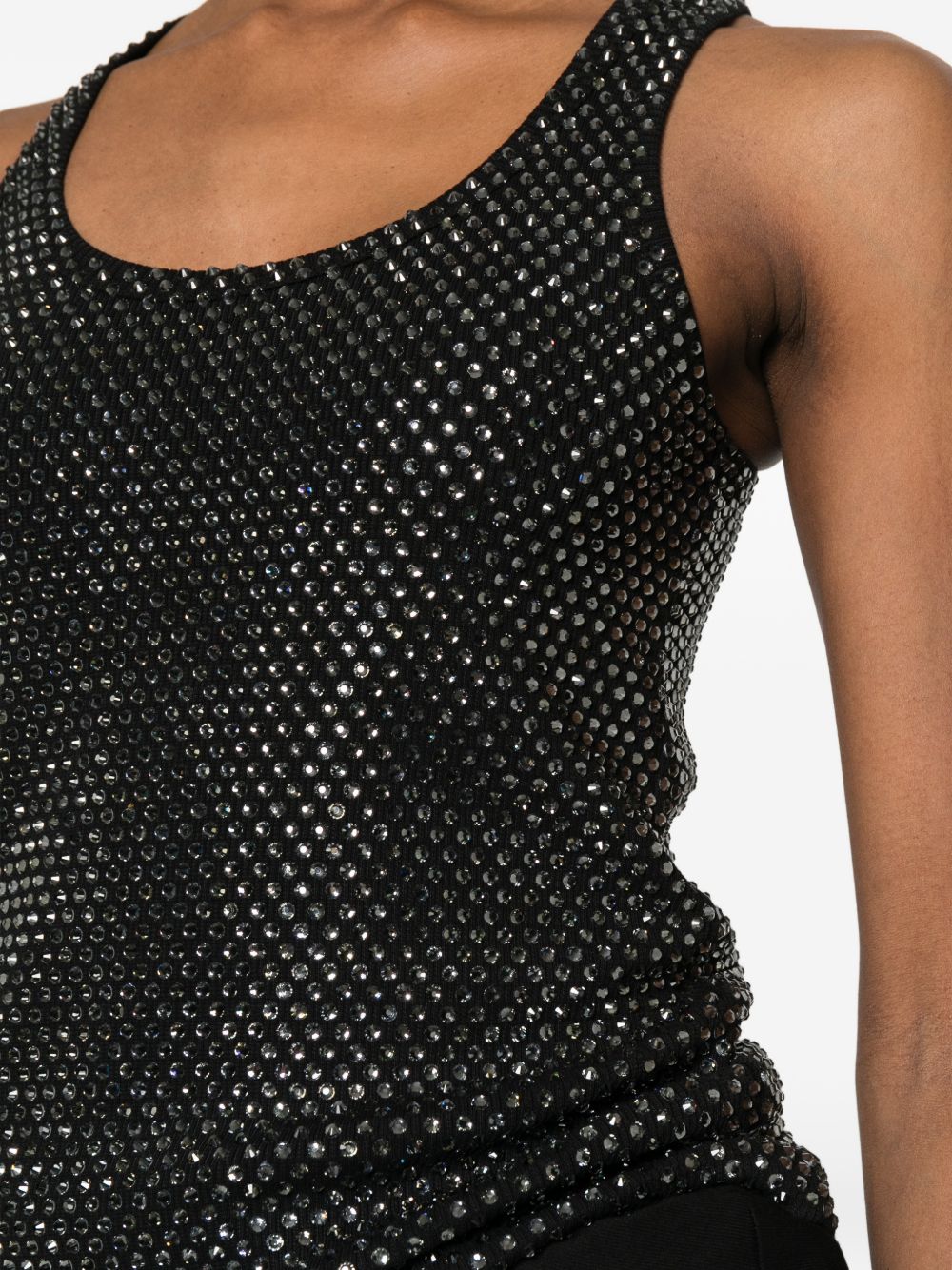 Canotta con strass in nero 