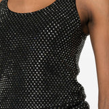 Canotta con strass in nero 