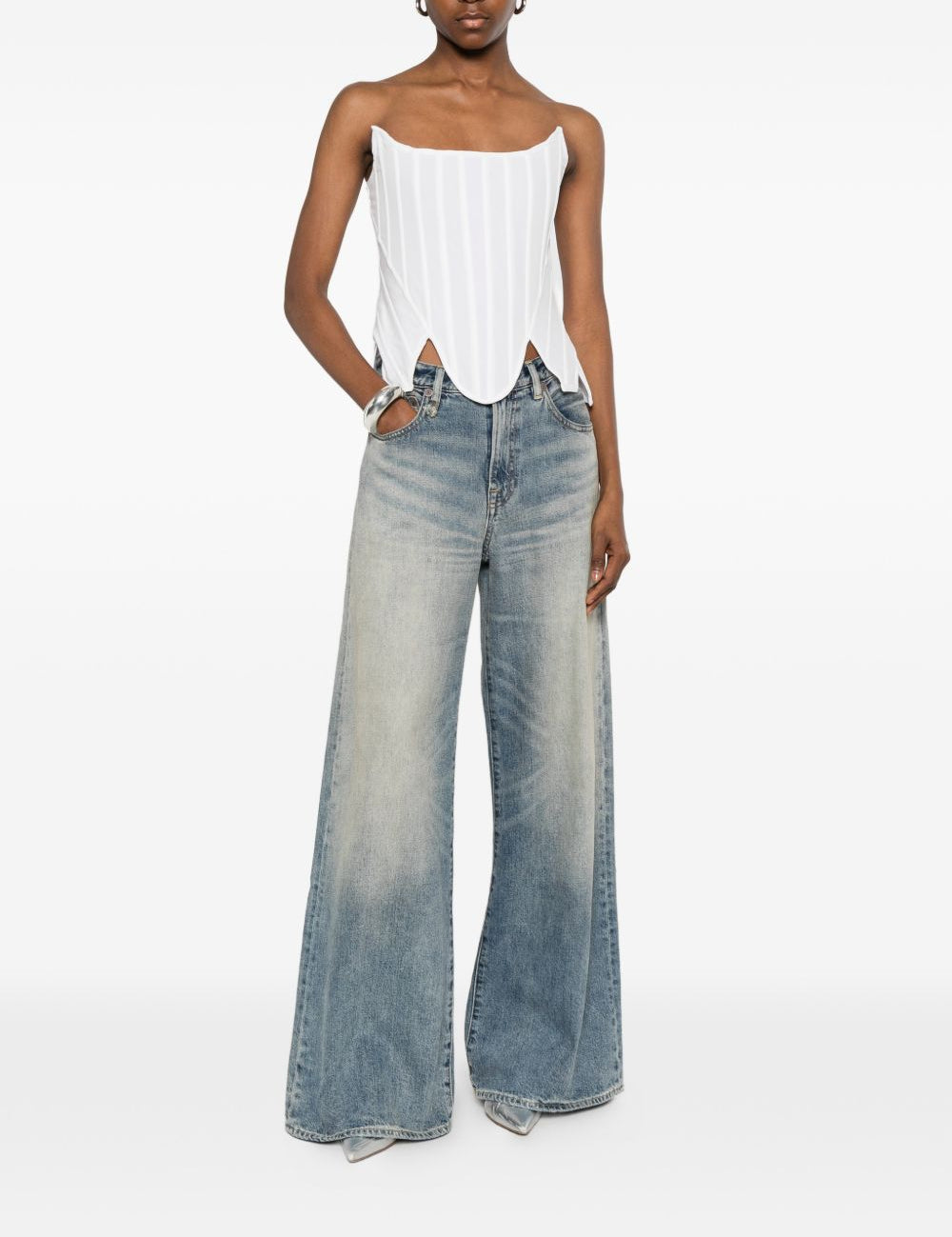 Top stile bustier in bianco 