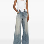 Top stile bustier in bianco 