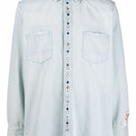 Camicia denim con borchie in celeste Golden goose - uomo 