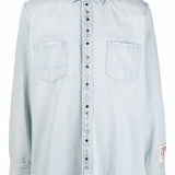 Camicia denim con borchie in celeste Golden goose - uomo 