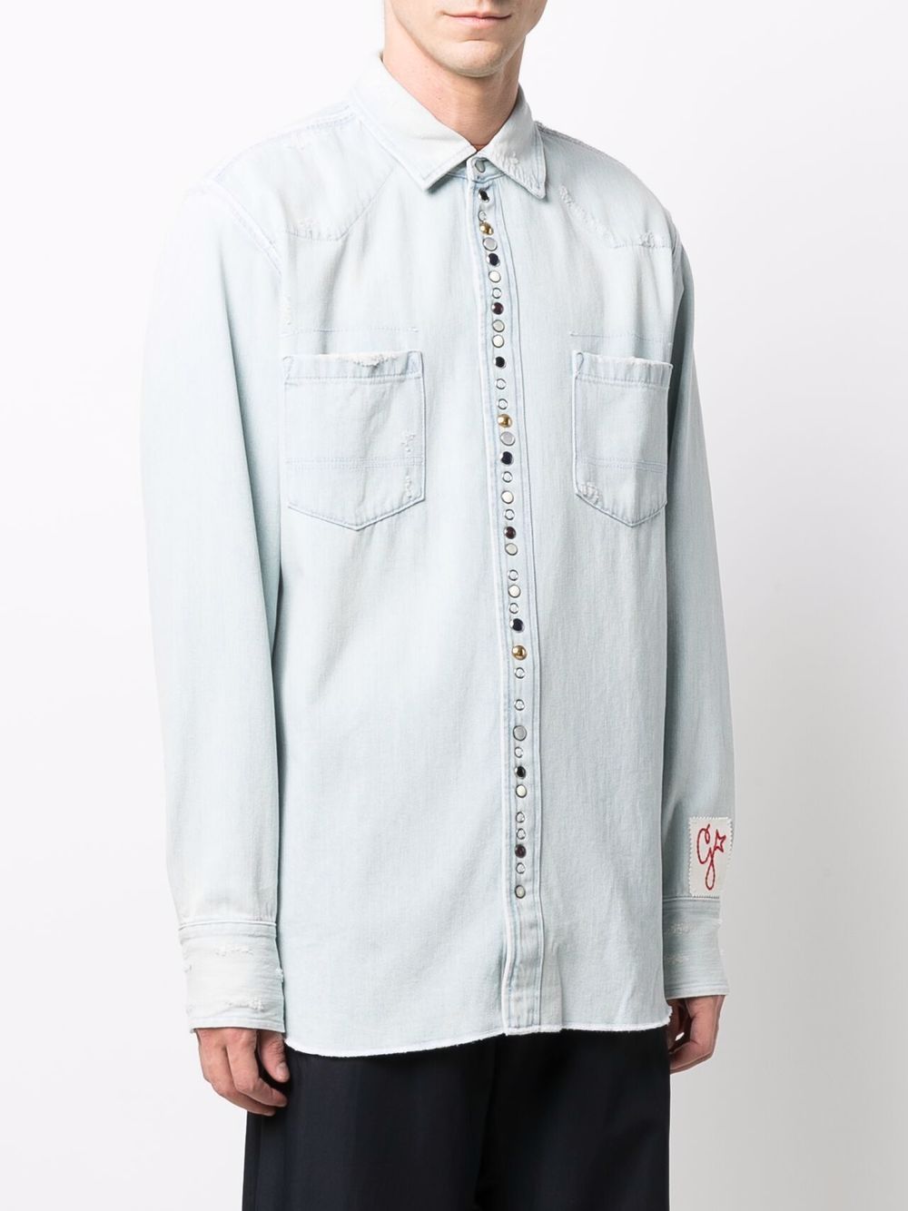 Camicia denim con borchie in celeste Golden goose - uomo 