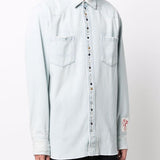 Camicia denim con borchie in celeste Golden goose - uomo 