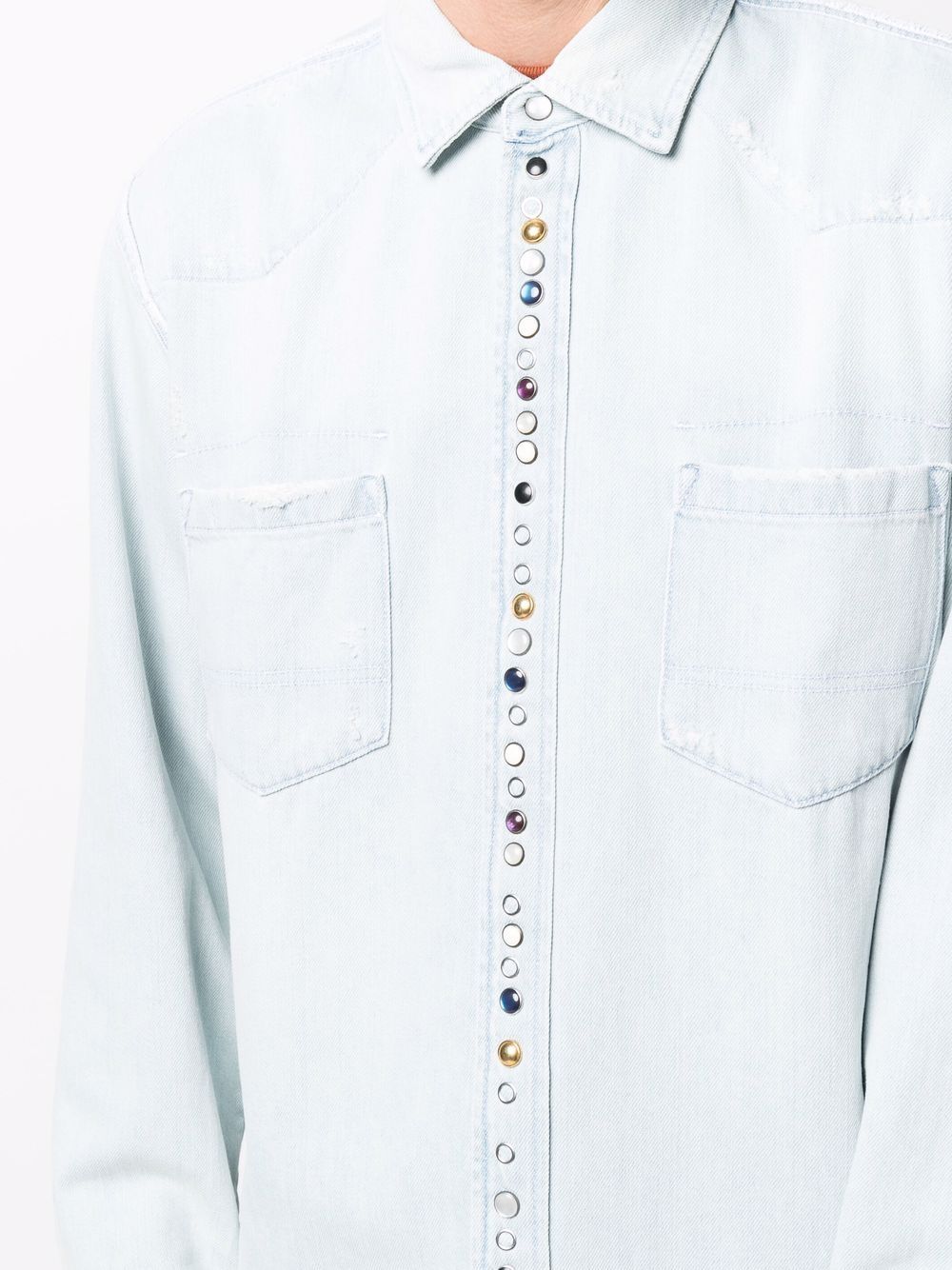 Camicia denim con borchie in celeste Golden goose - uomo 