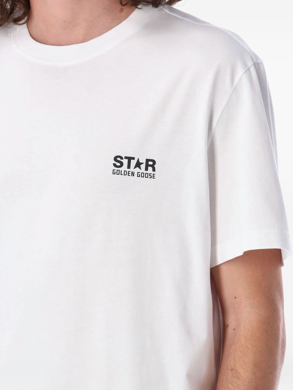T-shirt con logo in bianco Golden goose - uomo 