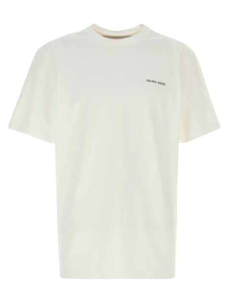 T-shirt con logo in bianco Golden goose - uomo 