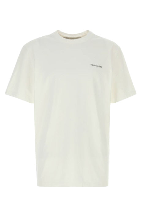 T-shirt con logo in bianco Golden goose - uomo 