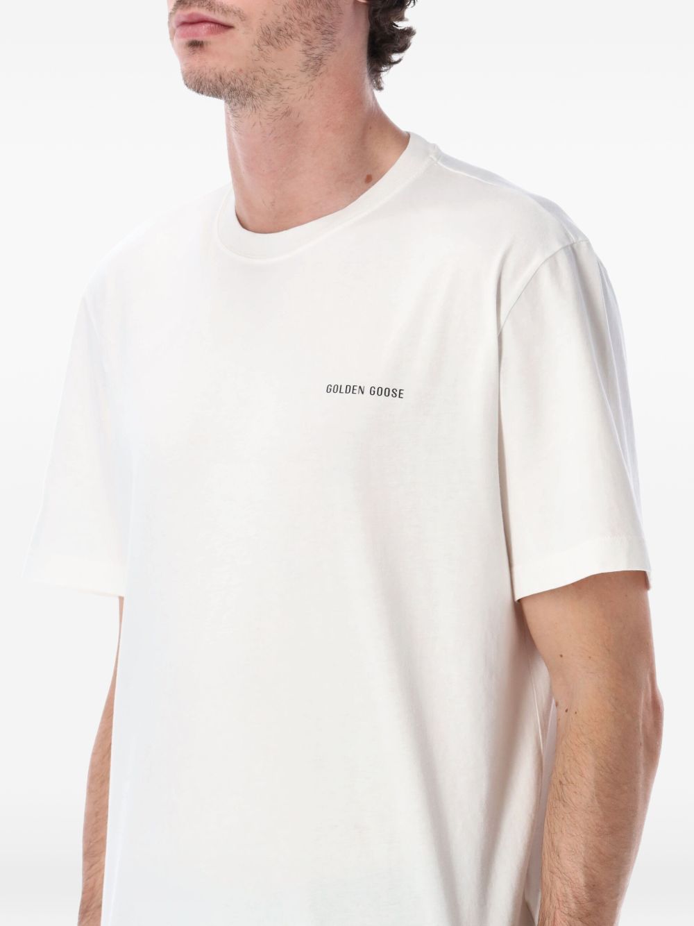 T-shirt con logo in bianco Golden goose - uomo 