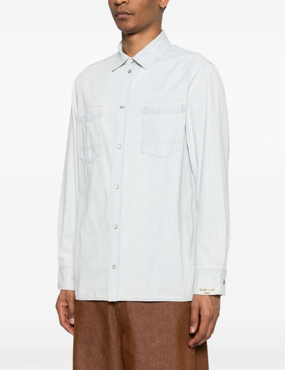 Camicia con taschino a toppa in blu Golden goose - uomo 