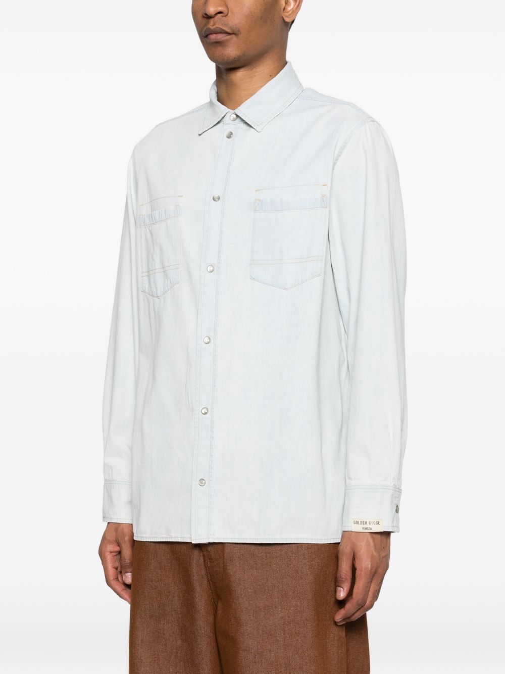 Camicia con taschino a toppa in blu Golden goose - uomo 