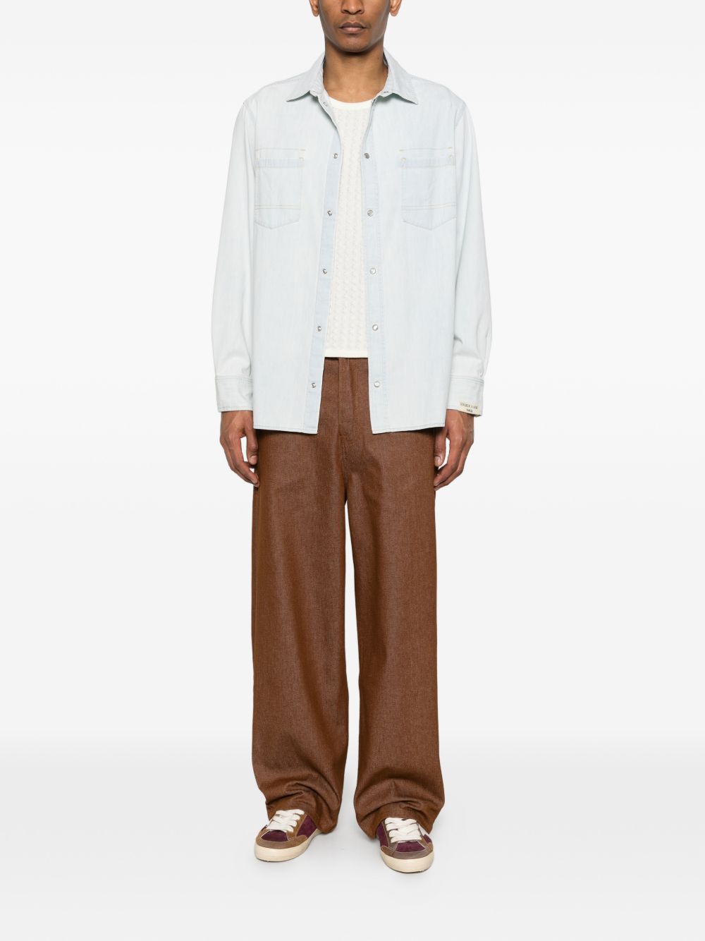 Camicia con taschino a toppa in blu Golden goose - uomo 
