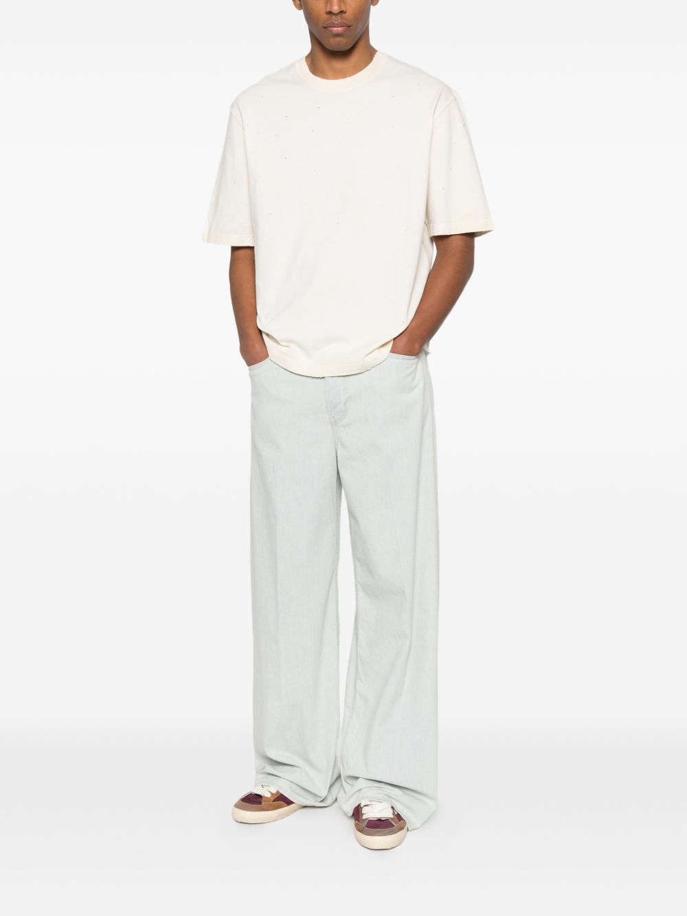 Pantaloni a gamba dritta in celeste Golden goose - uomo 