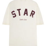 T-shirt con logo goffrato in avorio Golden goose - unisex 
