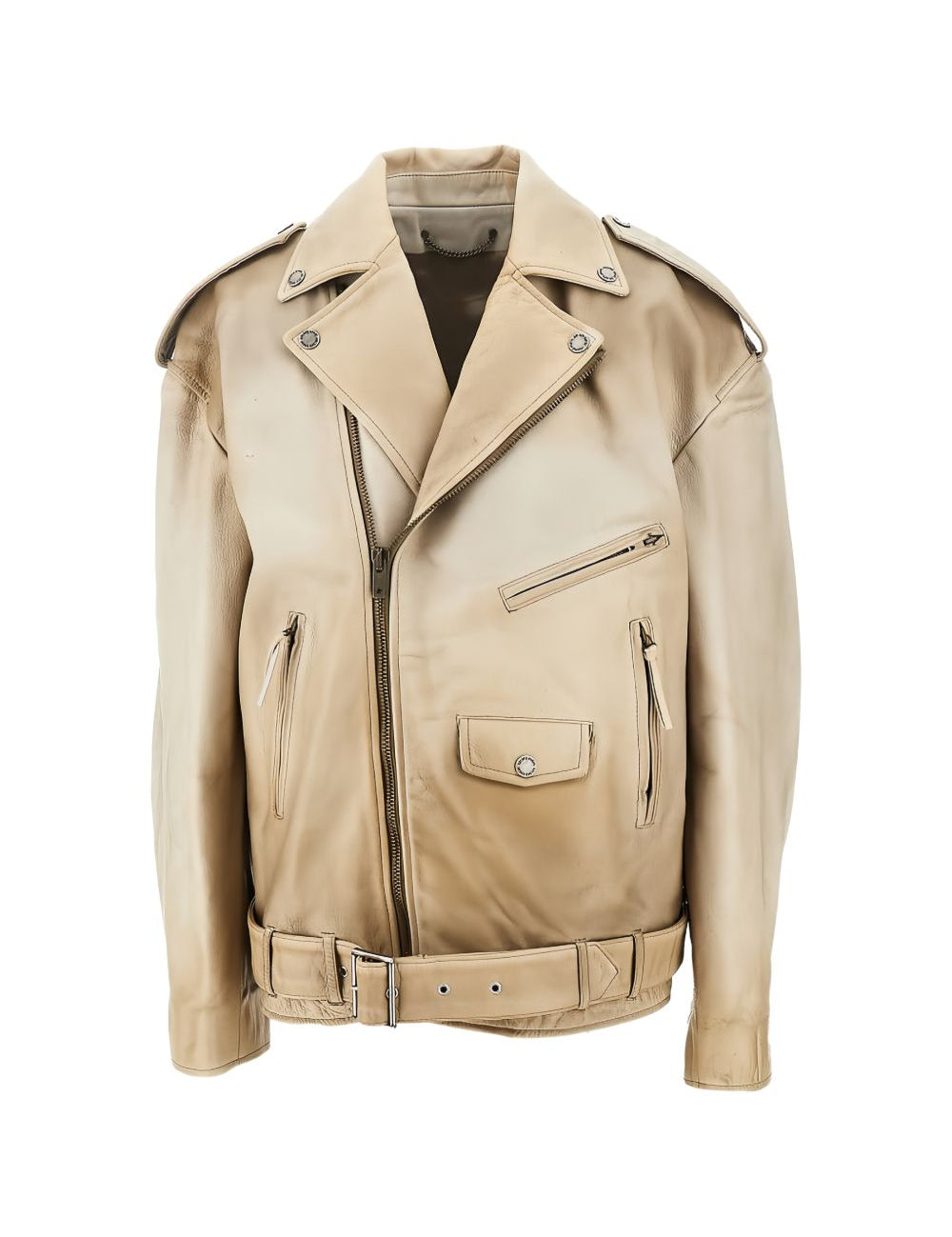 Giacca in pelle con zip in beige Golden goose - unisex 