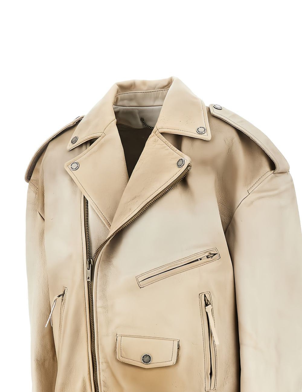 Giacca in pelle con zip in beige Golden goose - unisex 