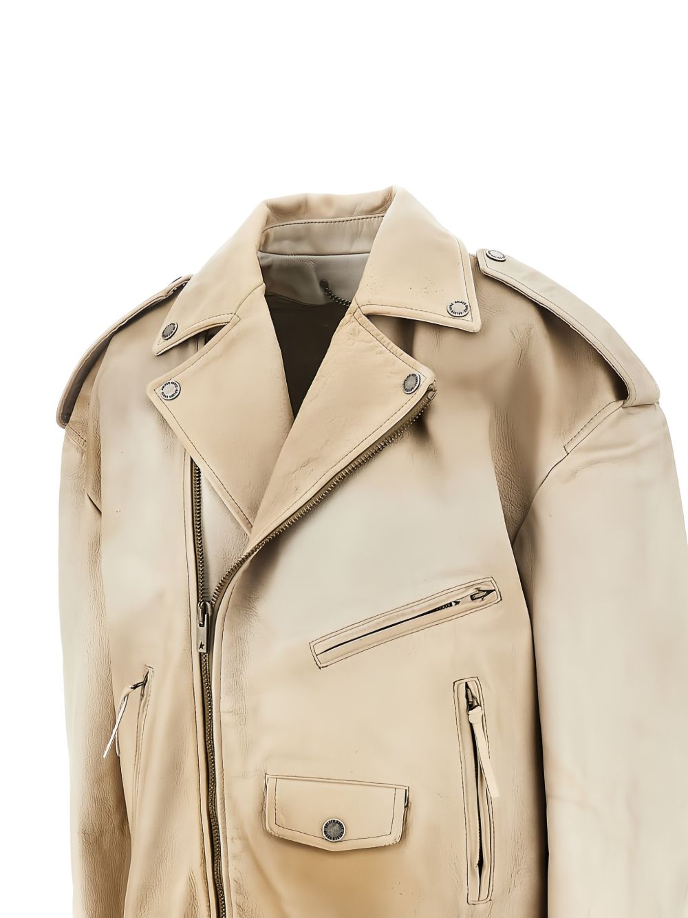 Giacca in pelle con zip in beige Golden goose - unisex 