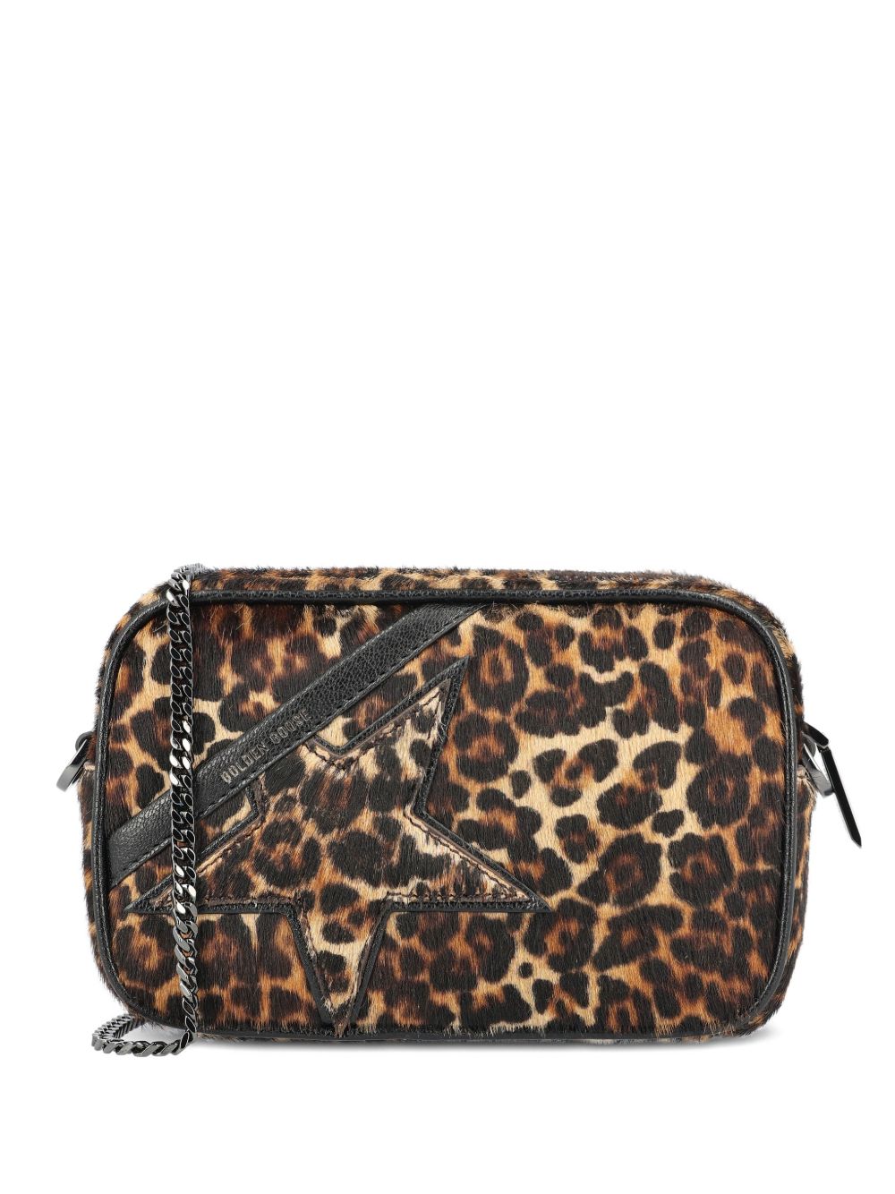 Borsa a tracolla Star mini con stampa leopardata in marrone Golden goose - donna 
