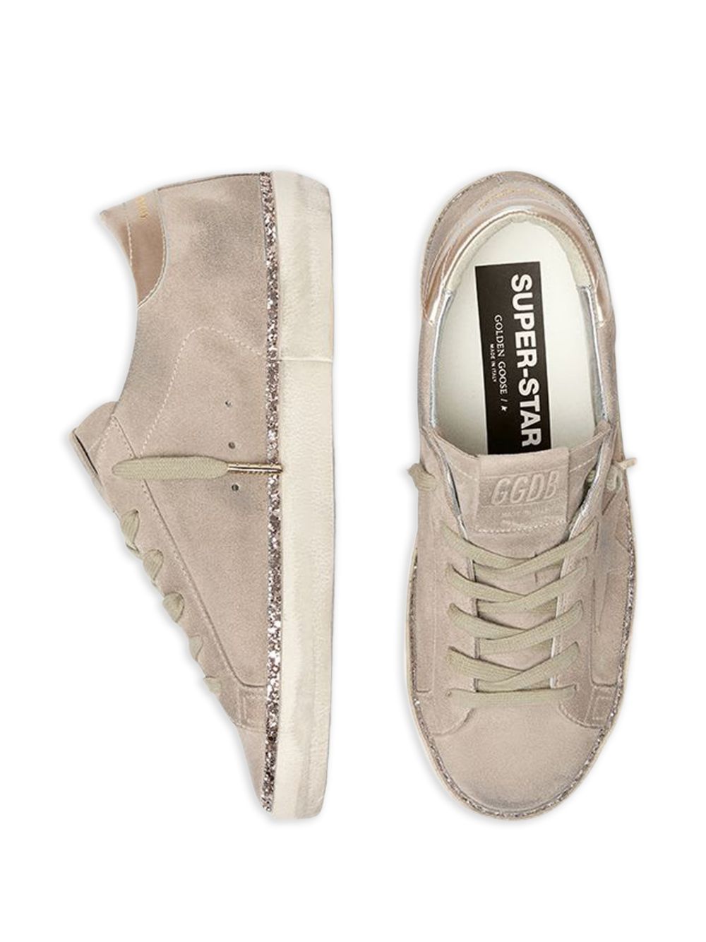 Sneakers Super-Star con glitter in beige Golden goose - donna 