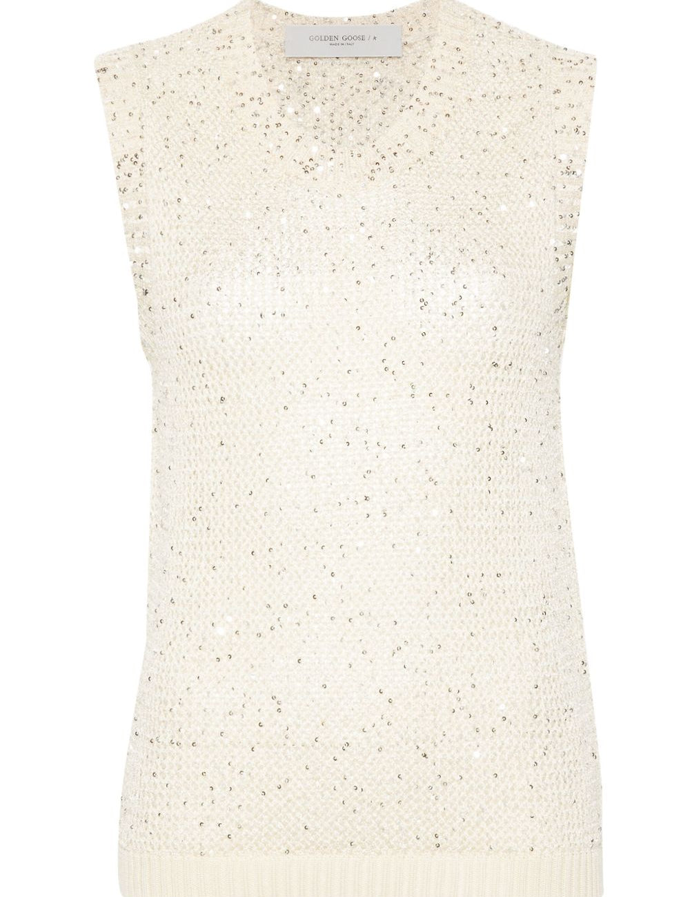 Top Melyssa con paillettes in bianco Golden goose - donna 