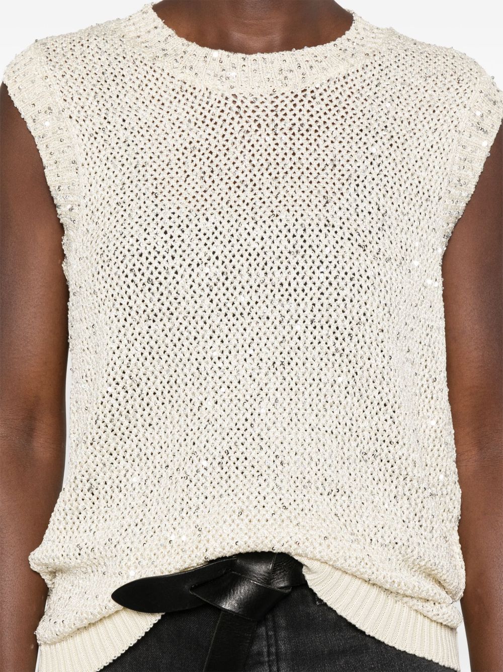 Top Melyssa con paillettes in bianco Golden goose - donna 