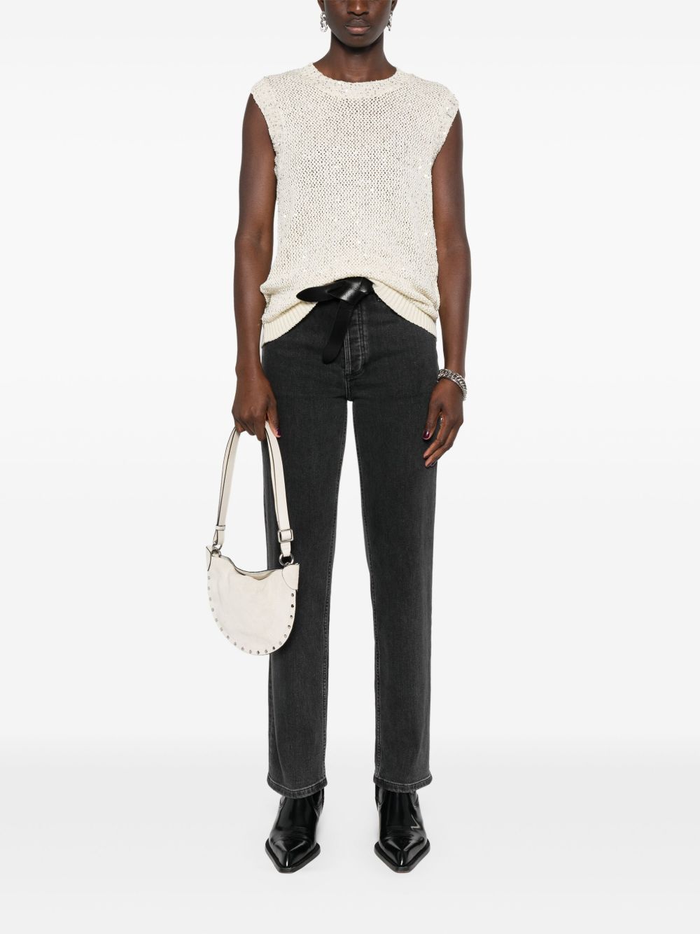 Top Melyssa con paillettes in bianco Golden goose - donna 