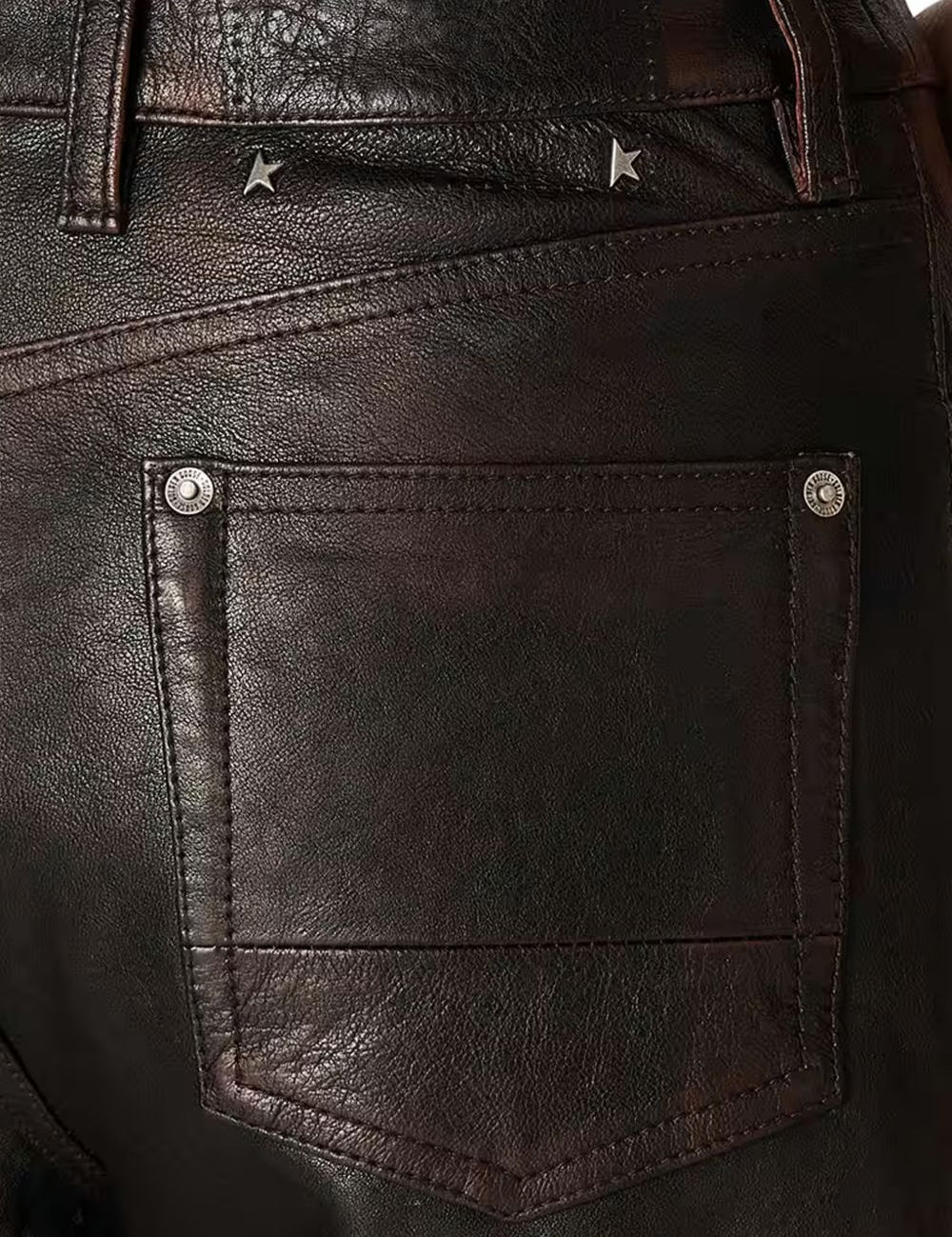 Jeans in pelle in nero Golden goose - donna 