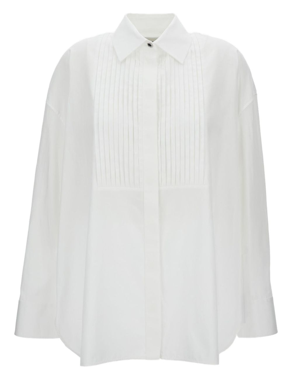 Camicia in popeline con bottoni gioiello e pieghe in bianco Golden goose - donna 