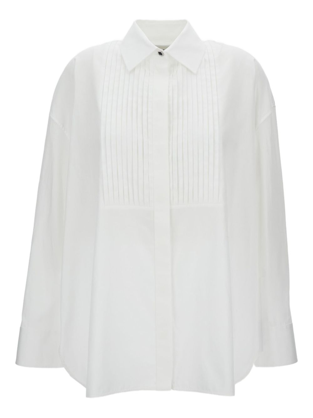 Camicia in popeline con bottoni gioiello e pieghe in bianco Golden goose - donna 