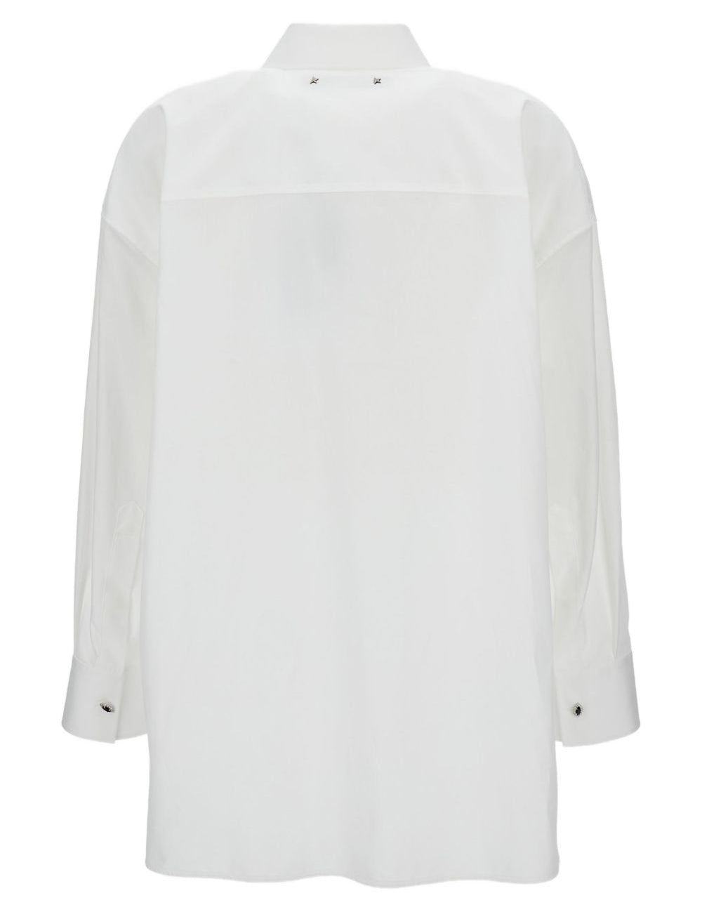 Camicia in popeline con bottoni gioiello e pieghe in bianco Golden goose - donna 