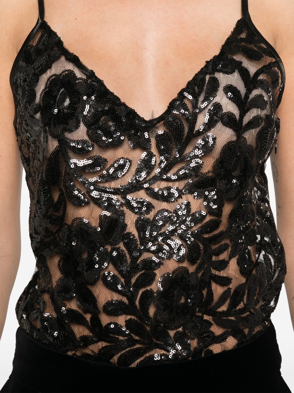 Top con scollo a V in nero Golden goose - donna 