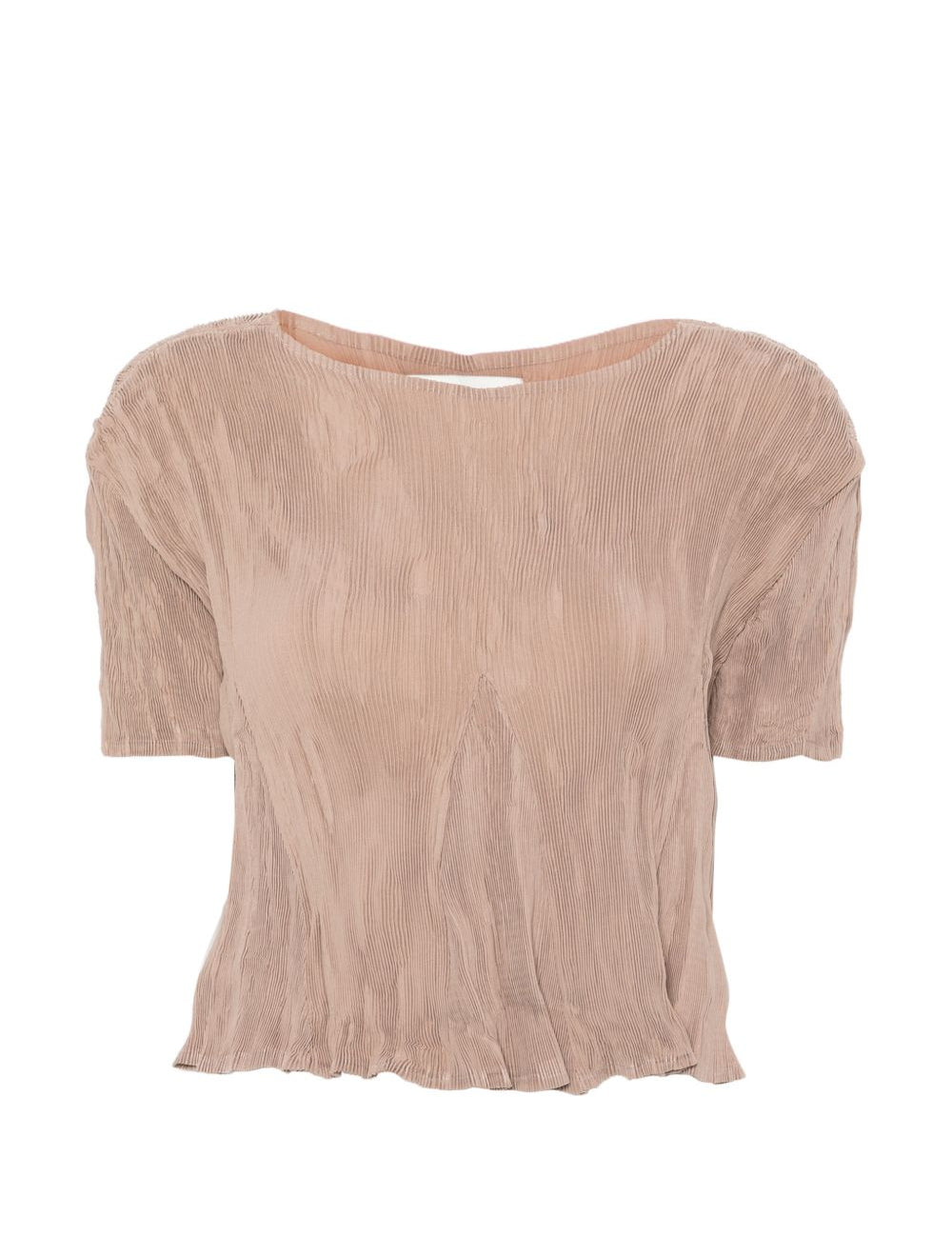 T-SHIRT a maniche corte plissettate in beige Gongdid design - donna 